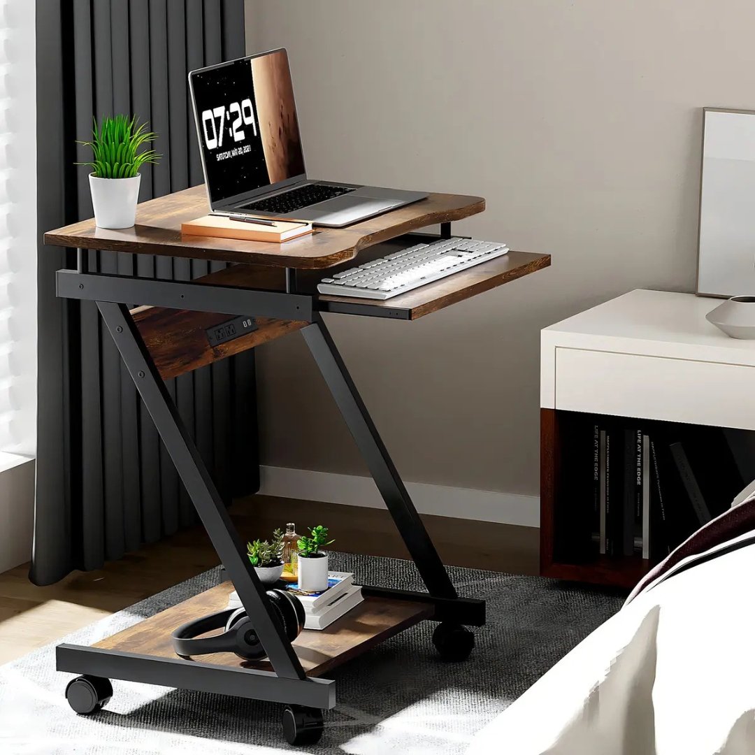 Escritorio Home Office Compacto 60 × 46 × 73 cm Con Bandeja Para Teclado - Image 8
